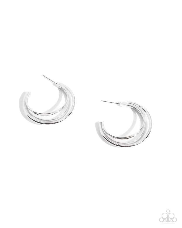 Paparazzi Accessories Curly Charisma Silver Hoop Earrings Jewelry by Bretta Earrings