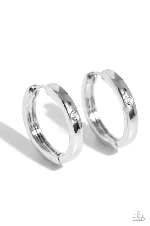 Paparazzi Accessories Earrings ALister Attention White Hoop Earrings Jewelry by Bretta