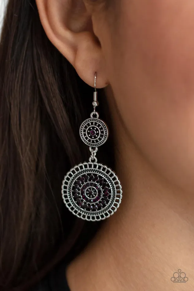 Paparazzi Accessories Earrings Bohemian Bedazzle Purple Earrings Jewelry by Bretta