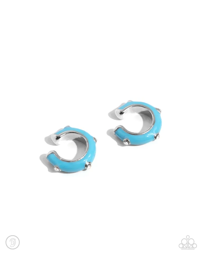 Paparazzi Accessories Earrings Coastal Color Blue Ear Cuff Earrings Jewelry by Bretta
