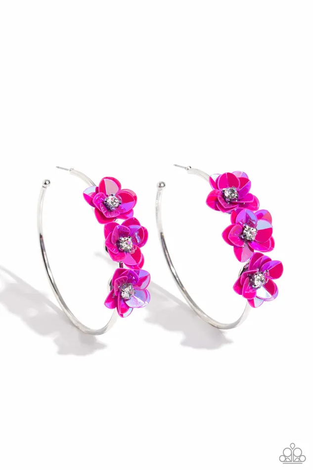 Paparazzi Accessories Earrings Ethereal Embellishment Pink Hoop Earrings Jewelry by Bretta