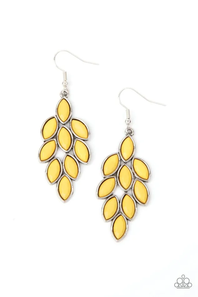 Paparazzi Accessories Earrings Flamboyant Foliage Yellow Earrings Jewelry by Bretta