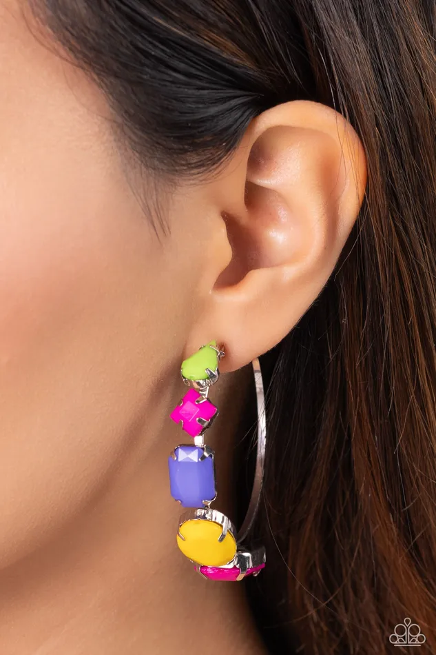 Paparazzi Accessories Earrings Geometric Gamer Pink Hoop Earrings Jewelry by Bretta Paparazzi Accessories Earrings Geometric Gamer Pink Hoop Earrings Jewelry by Bretta