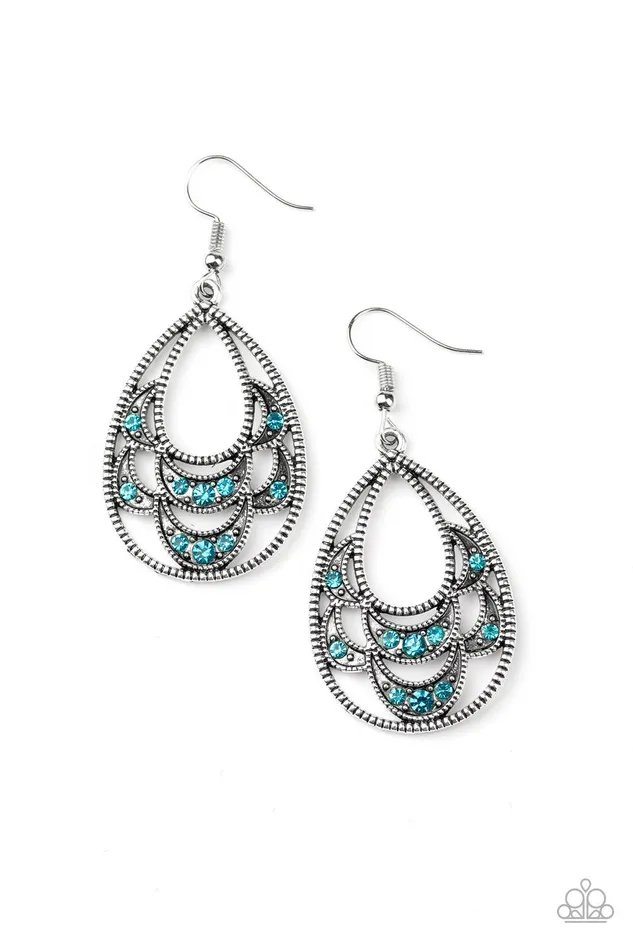 Paparazzi Accessories Earrings Malibu Macrame Blue Earrings Jewelry by Bretta