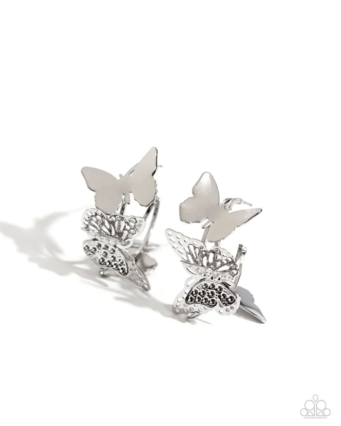 Paparazzi Accessories Earrings No WINGS Attached Silver Hoop Butterfly Earrings Jewelry by Bretta