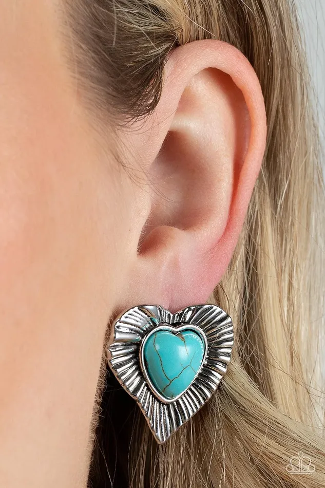 Paparazzi Accessories Earrings Rustic Romance Blue Earrings Jewelry by Bretta