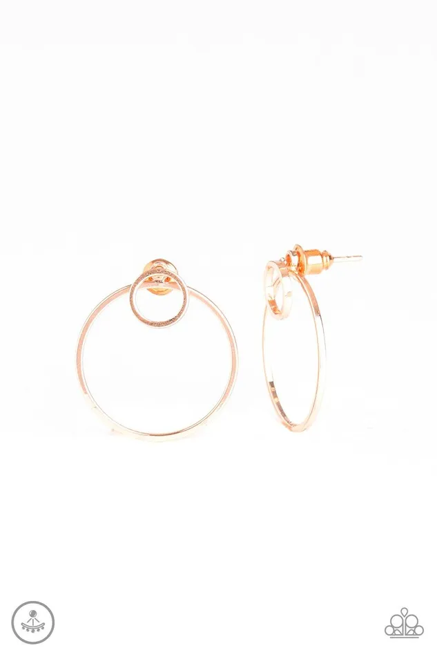 Paparazzi Accessories Earrings Spin Cycle Rose Gold Earrings Jewelry by Bretta