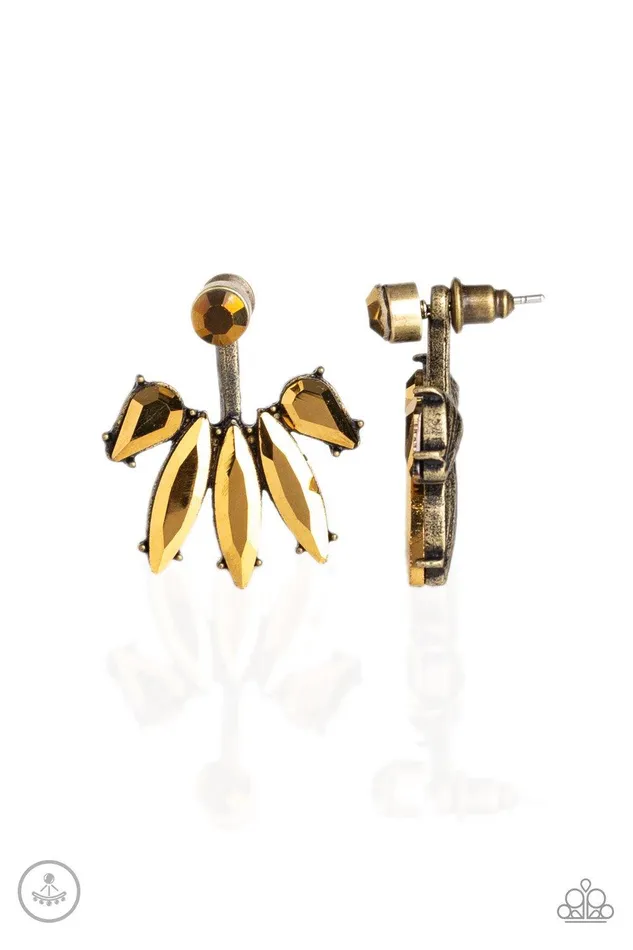 Paparazzi Accessories Earrings Stunningly Striking Brass Earrings Jewelry by Bretta