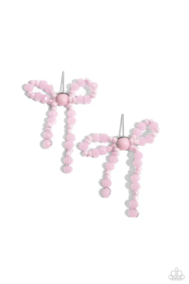 Paparazzi Accessories Earrings The BOW Must Go On Pink Earrings Jewelry by Bretta