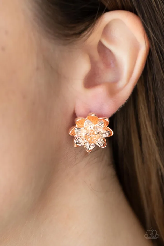Paparazzi Accessories Earrings Water Lily Love Rose Gold Earrings Jewelry by Bretta Paparazzi Accessories Earrings Water Lily Love Rose Gold Earrings Jewelry by Bretta