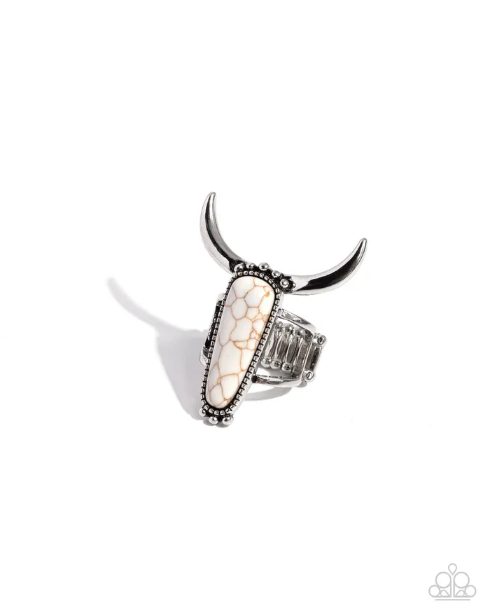 Paparazzi Accessories Longhorn Luxe White Ring Jewelry by Bretta Rings