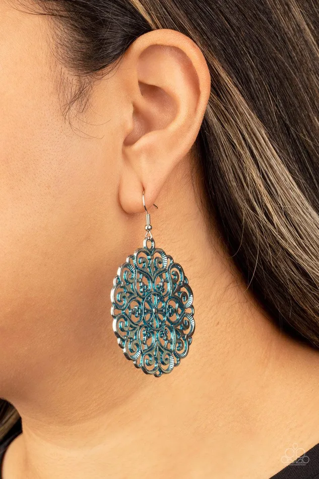 Paparazzi Accessories MANDALA Effect Blue Earrings Jewelry by Bretta Earrings