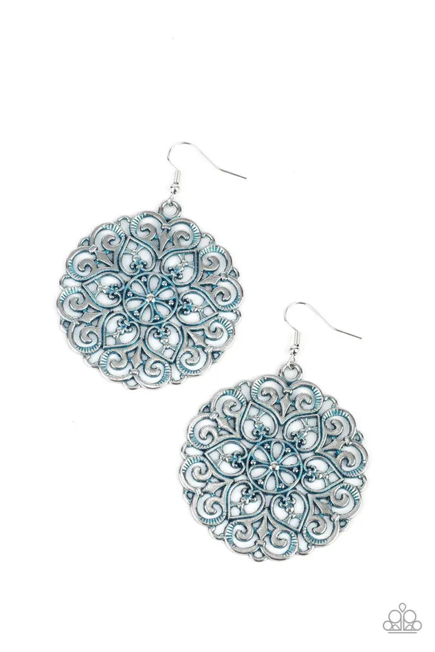 Paparazzi Accessories MANDALA Effect Blue Earrings Jewelry by Bretta Earrings
