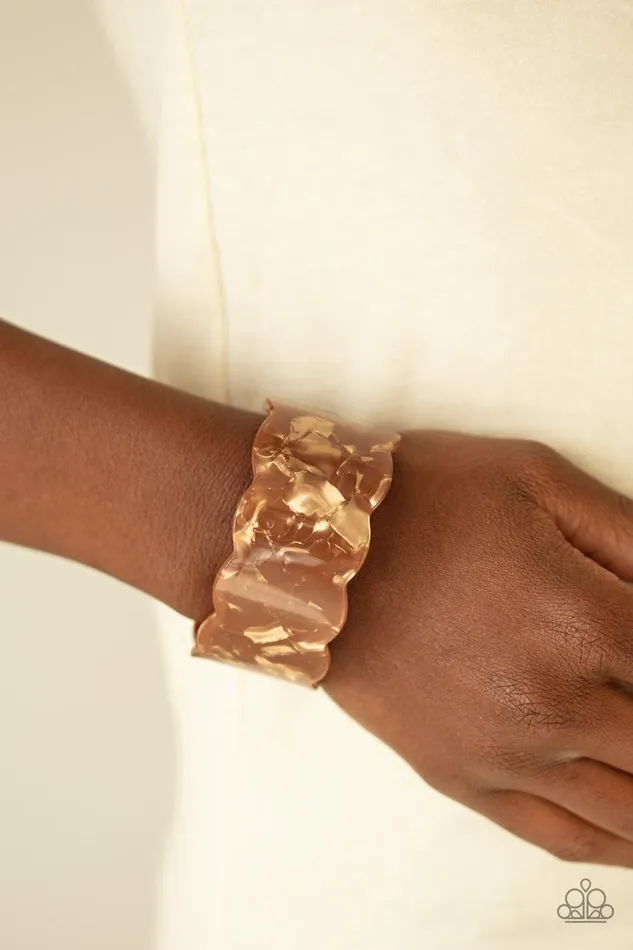 Paparazzi Accessories Retro Ruffle Brown Cuff Bracelet Jewelry by Bretta Bracelets Paparazzi Accessories Retro Ruffle Brown Cuff Bracelet Jewelry by Bretta Bracelets