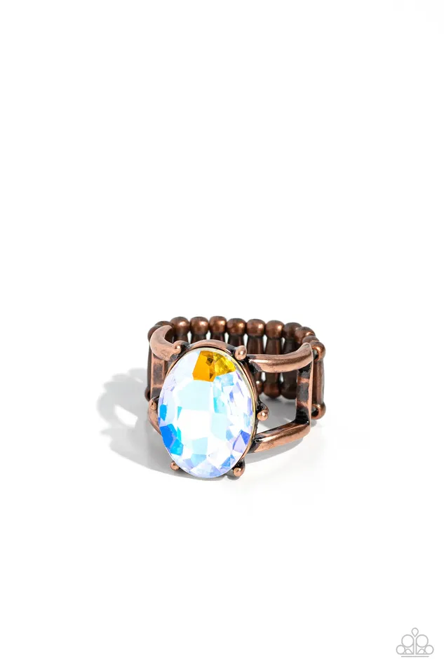 Paparazzi Accessories Rings Prismatically Pronged Copper Ring Jewelry by Bretta