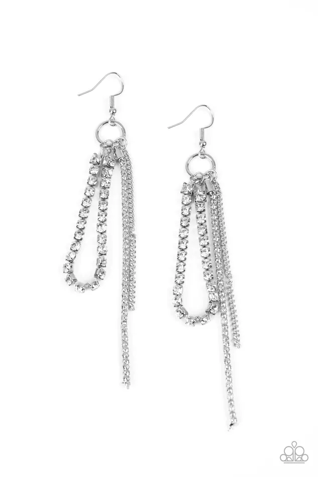 Paparazzi Accessories Swing Dance Dazzle White Earrings Jewelry by Bretta Earrings