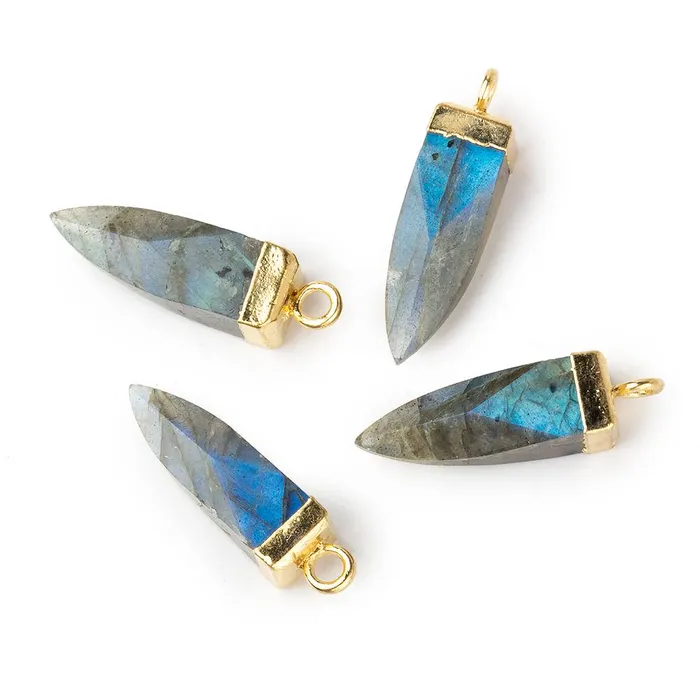 PreStyled Sets 17x6mm Gold Leafed Labradorite plain oblisk spike Pendant 1 focal bead Beadsofcambaycom PreStyled Sets 17x6mm Gold Leafed Labradorite plain oblisk spike Pendant 1 focal bead Beadsofcambaycom