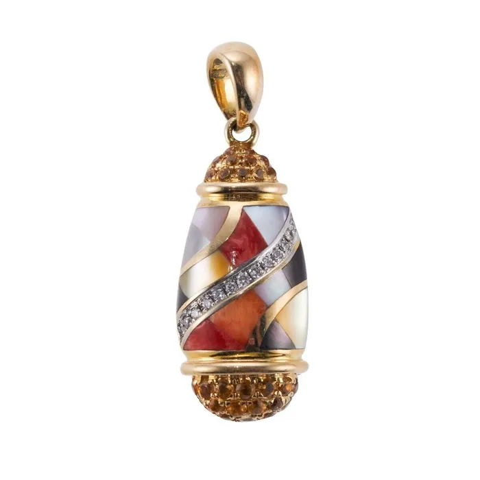 PreStyled Sets Asch Grossbardt Inlay Gemstone Citrine Diamond Gold Pendant Asch Grossbardt PreStyled Sets Asch Grossbardt Inlay Gemstone Citrine Diamond Gold Pendant Asch Grossbardt