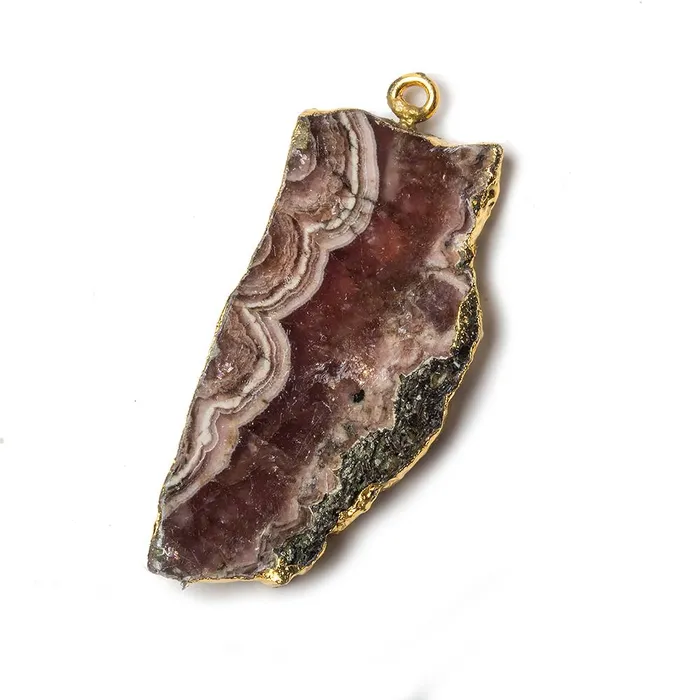PreStyled Sets Beadsofcambaycom 39x16x4mm Gold Leafed Rhodochrosite Slice Focal Bead PreStyled Sets Beadsofcambaycom 39x16x4mm Gold Leafed Rhodochrosite Slice Focal Bead