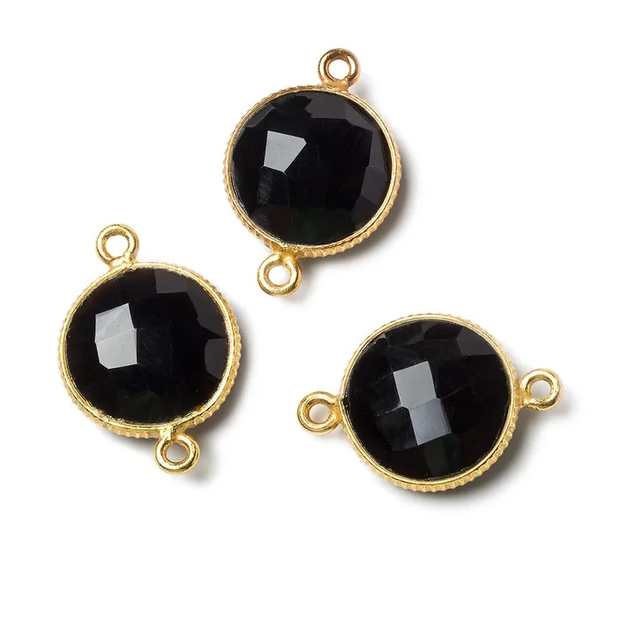 Rings Beadsofcambaycom 15mm Vermeil Corrugated Bezel Black Chalcedony coin 2 ring Connector 1 pc Rings Beadsofcambaycom 15mm Vermeil Corrugated Bezel Black Chalcedony coin 2 ring Connector 1 pc