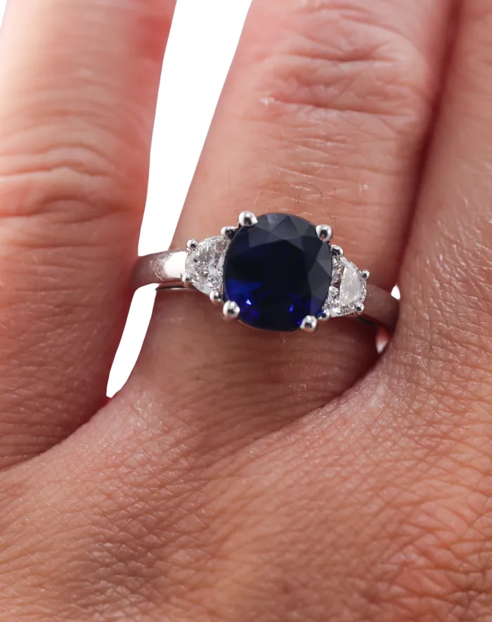 Rings Not Signed 312ct Sapphire Diamond Gold Ring