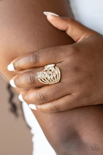 Rings Paparazzi Accessories ClearCut Cascade Gold Ring Jewelry by Bretta