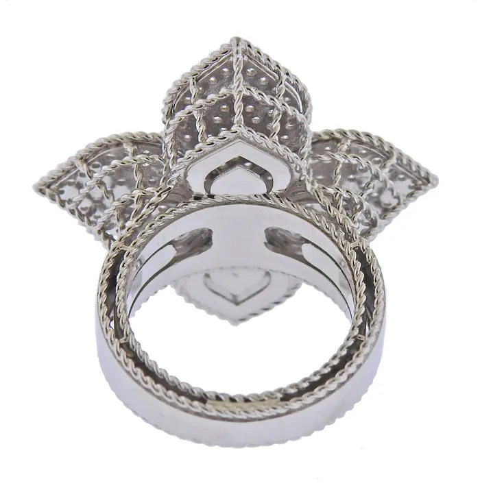 Rings Roberto Coin Roberto Coin Princess Flower 190ctw Diamond Gold Ring