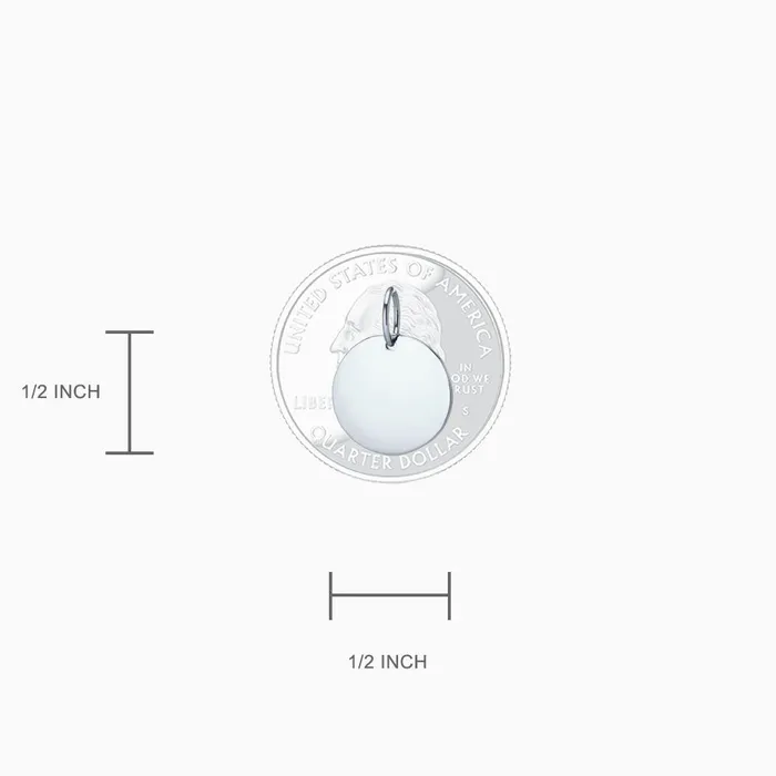 Sandy Steven Engravers 12 inch 14k White Gold Disc Charm Pendant Engravable Charm Necklaces