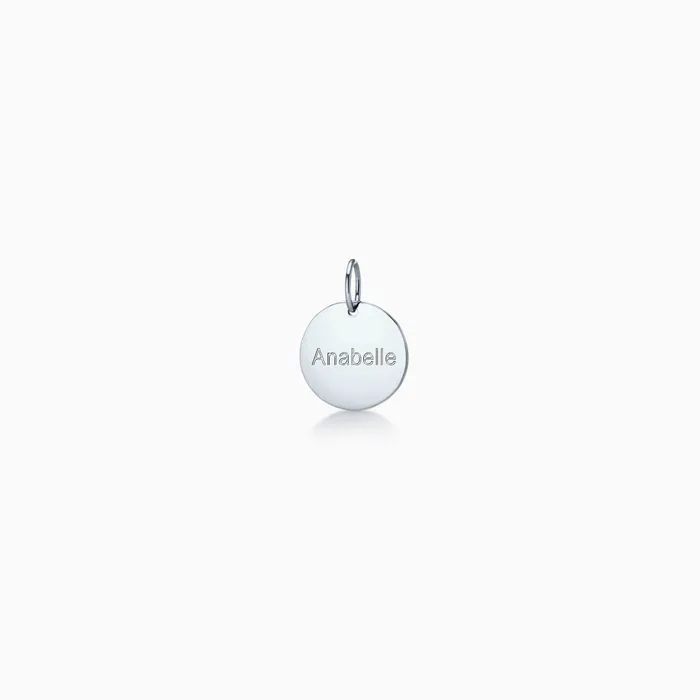 Sandy Steven Engravers 12 inch 14k White Gold Disc Charm Pendant Engravable Charm Necklaces