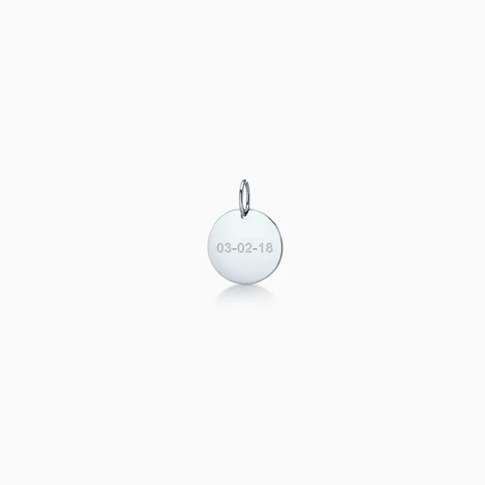 Sandy Steven Engravers 12 inch 14k White Gold Disc Charm Pendant Engravable Charm Necklaces
