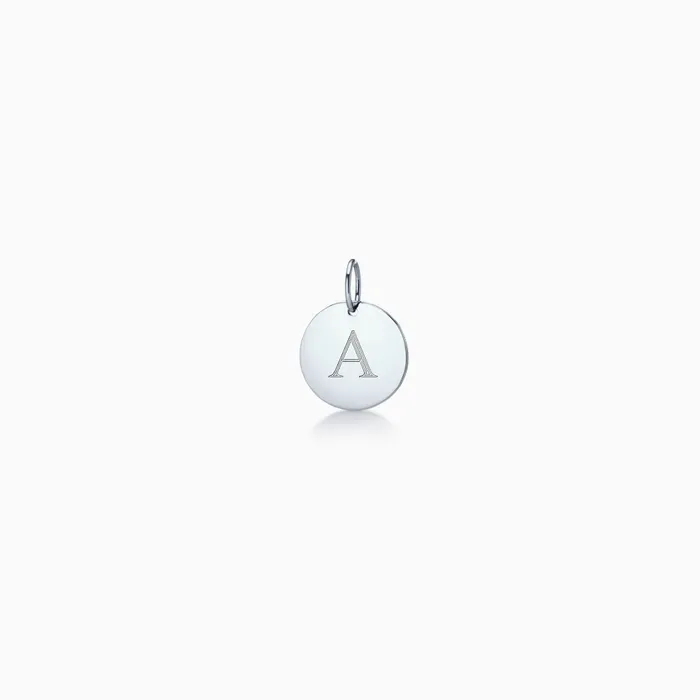 Sandy Steven Engravers 12 inch 14k White Gold Disc Charm Pendant Engravable Charm Necklaces