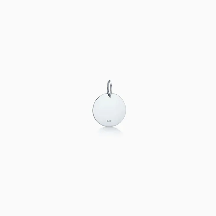 Sandy Steven Engravers 12 inch 14k White Gold Disc Charm Pendant Engravable Charm Necklaces