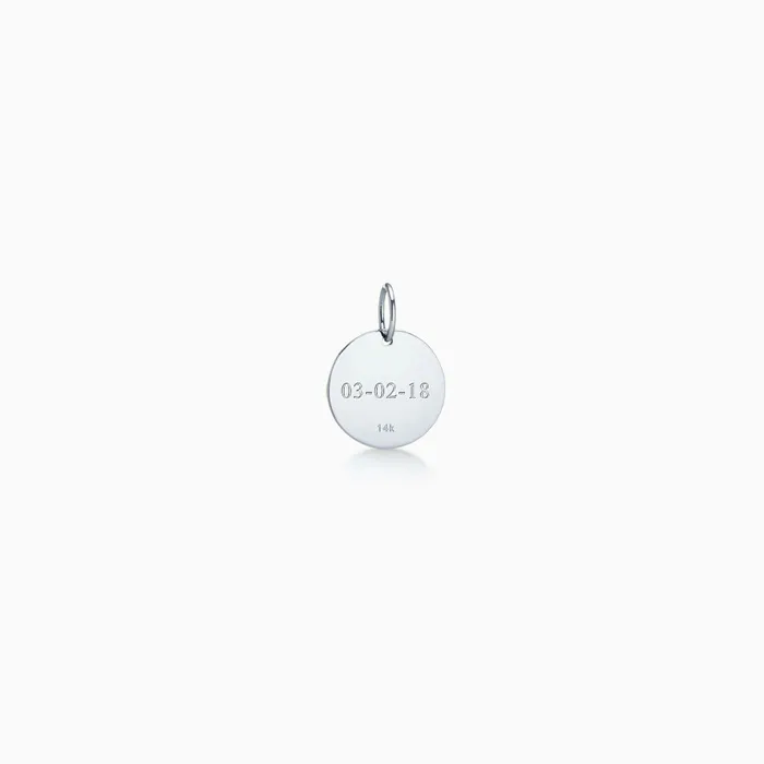 Sandy Steven Engravers 12 inch 14k White Gold Disc Charm Pendant Engravable Charm Necklaces