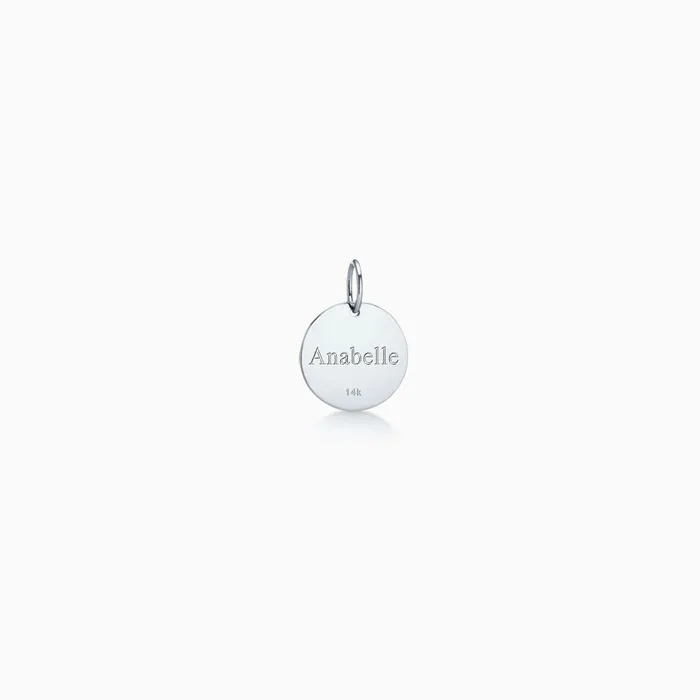 Sandy Steven Engravers 12 inch 14k White Gold Disc Charm Pendant Engravable Charm Necklaces