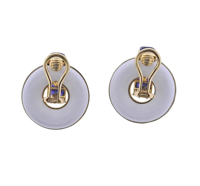 Seaman Schepps Seaman Schepps Giro Reversible Ceramic Sapphire Gold Doorknocker Earrings Earrings Seaman Schepps Seaman Schepps Giro Reversible Ceramic Sapphire Gold Doorknocker Earrings Earrings