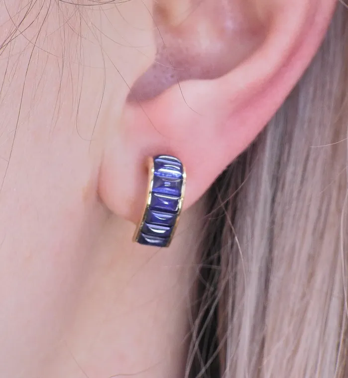 Seaman Schepps Seaman Schepps Giro Reversible Ceramic Sapphire Gold Doorknocker Earrings Earrings Seaman Schepps Seaman Schepps Giro Reversible Ceramic Sapphire Gold Doorknocker Earrings Earrings
