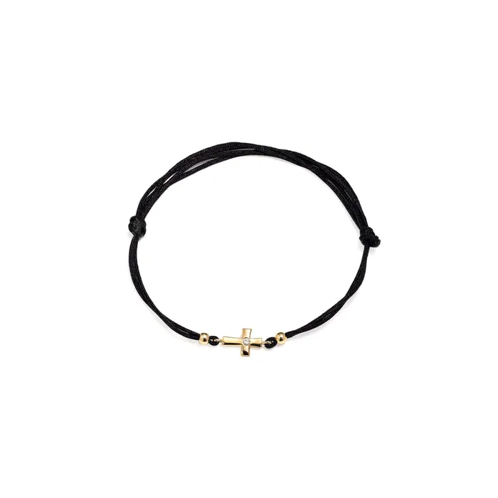 Senso Diamonds Bracelets Black thread and gold diamond cross BRACELET Senso Diamonds Senso Diamonds Bracelets Black thread and gold diamond cross BRACELET Senso Diamonds