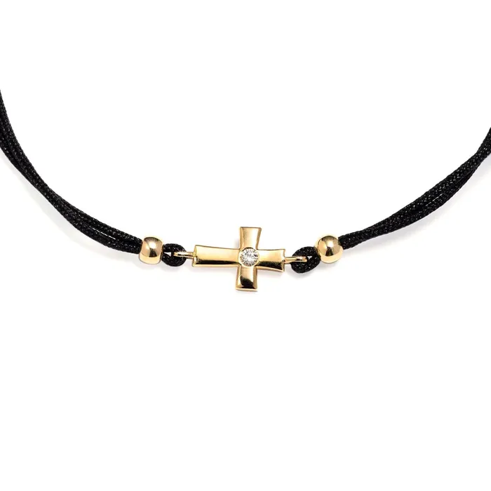 Senso Diamonds Bracelets Black thread and gold diamond cross BRACELET Senso Diamonds Senso Diamonds Bracelets Black thread and gold diamond cross BRACELET Senso Diamonds