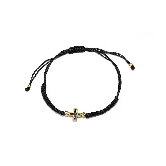 Senso Gold Bracelets BRACELET Senso Gold Cross with Black Stones