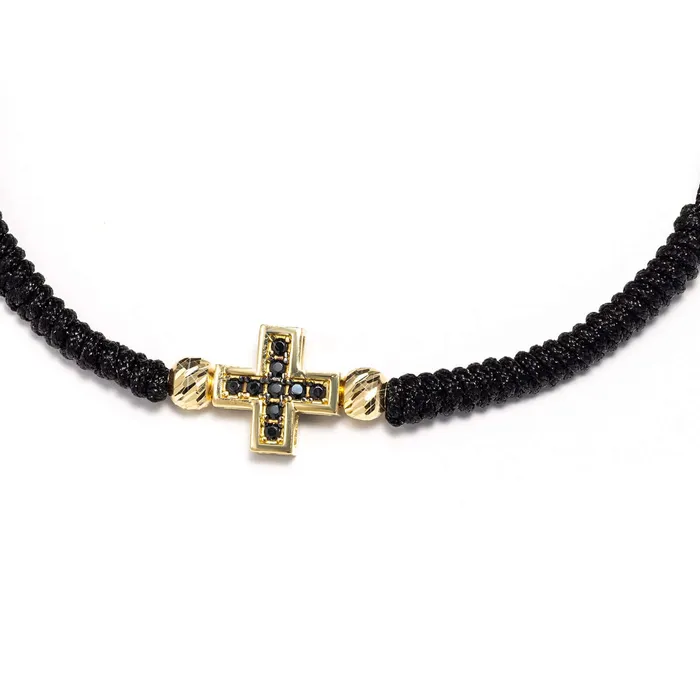 Senso Gold Bracelets BRACELET Senso Gold Cross with Black Stones Senso Gold Bracelets BRACELET Senso Gold Cross with Black Stones