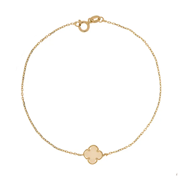 Senso Gold Bracelets Womens gold bracelet with white onyx clover