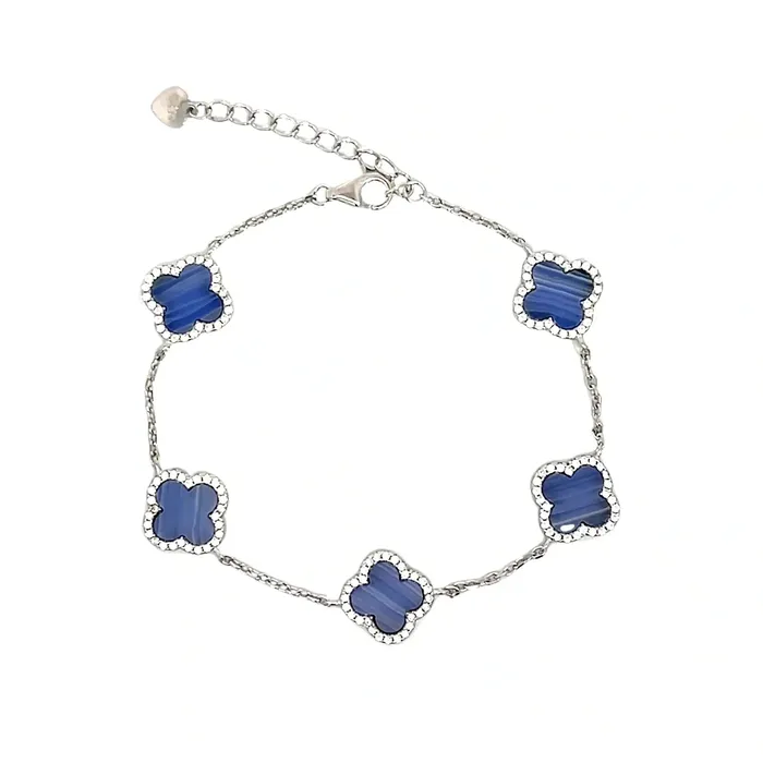 Senso Silver Bracelets Silver bracelet Senso Silver with five clovers and Chalcedony stone Senso Silver Bracelets Silver bracelet Senso Silver with five clovers and Chalcedony stone