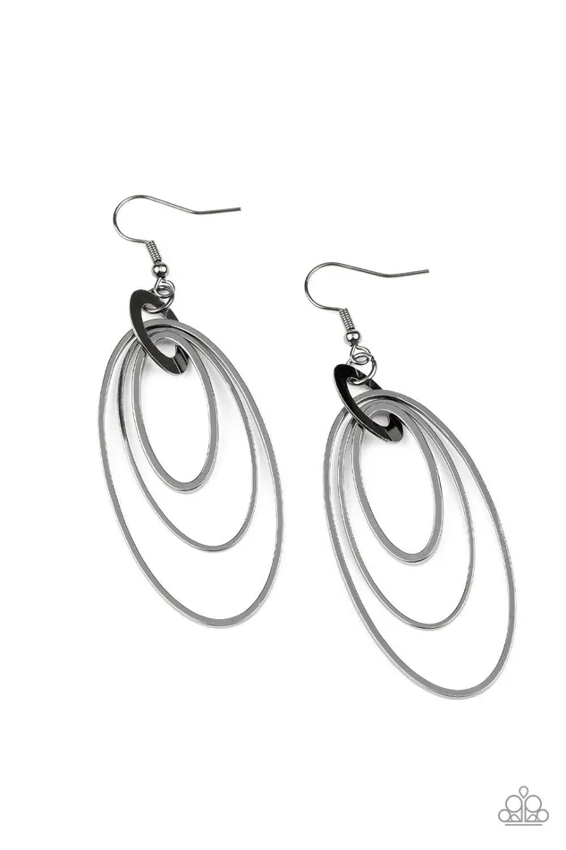Shimmer Surge Black Earrings Jewelry by Bretta Paparazzi Accessories Earrings