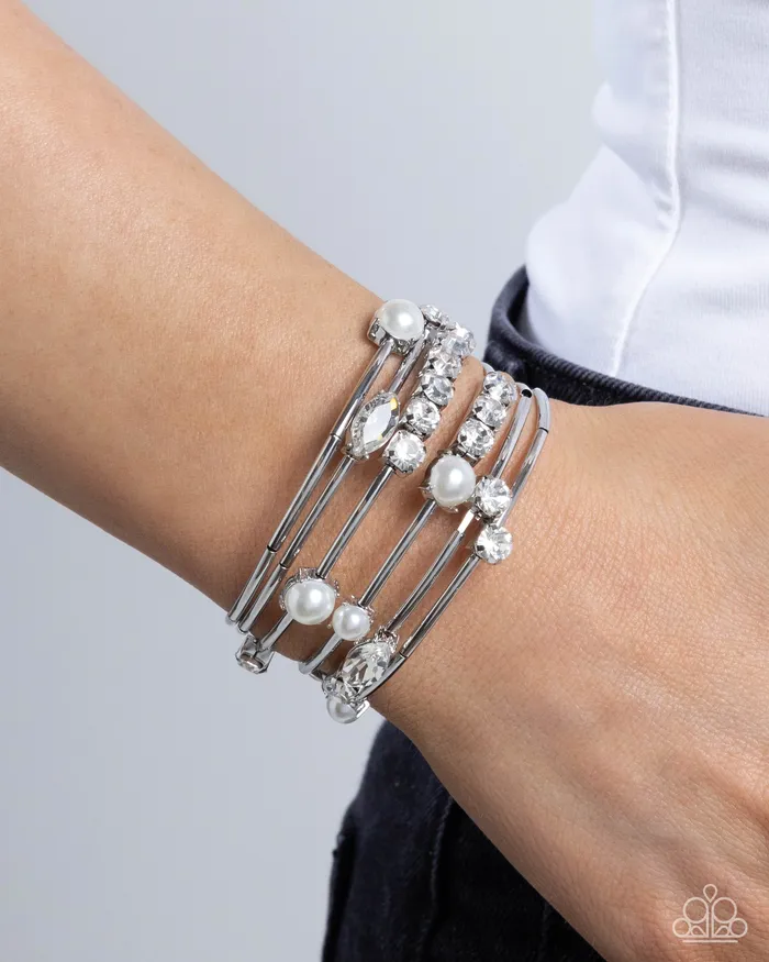 Showtime Sparkle White Coil Bracelet Jewelry by Bretta Paparazzi Accessories Bracelets Showtime Sparkle White Coil Bracelet Jewelry by Bretta Paparazzi Accessories Bracelets