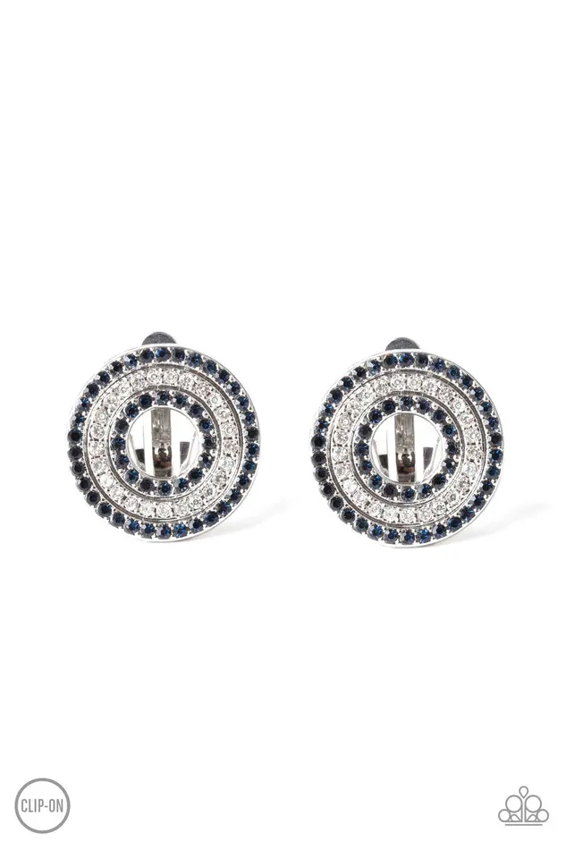 Spun Out On Shimmer Blue Earrings Jewelry by Bretta Paparazzi Accessories Earrings