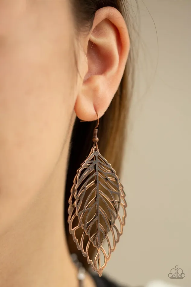 Take It or LEAF It Copper Earrings Jewelry by Bretta Paparazzi Accessories Earrings Take It or LEAF It Copper Earrings Jewelry by Bretta Paparazzi Accessories Earrings