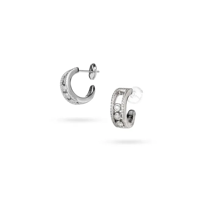 Womens silver screw earrings with rhodium plating and zirconia Senso Silver Senso Silver Earrings Womens silver screw earrings with rhodium plating and zirconia Senso Silver Senso Silver Earrings