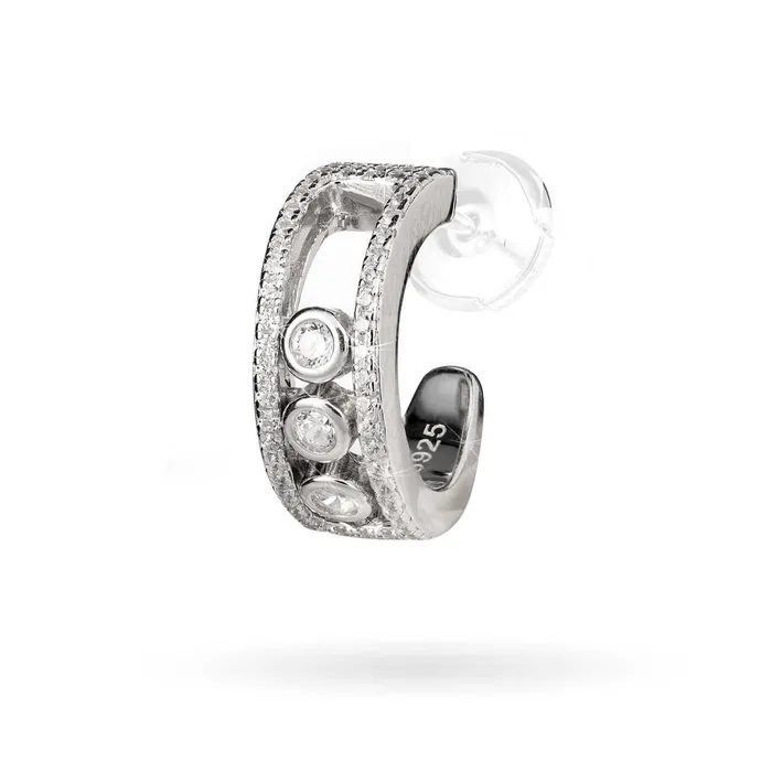 Womens silver screw earrings with rhodium plating and zirconia Senso Silver Senso Silver Earrings Womens silver screw earrings with rhodium plating and zirconia Senso Silver Senso Silver Earrings