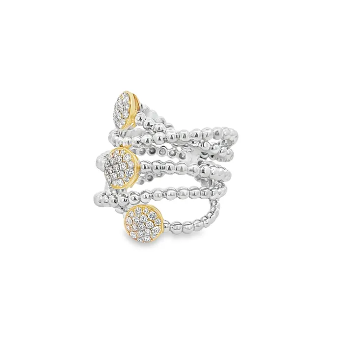 YaninaCo Jewelry Rings White and Yellow Caviar Beaded Ring