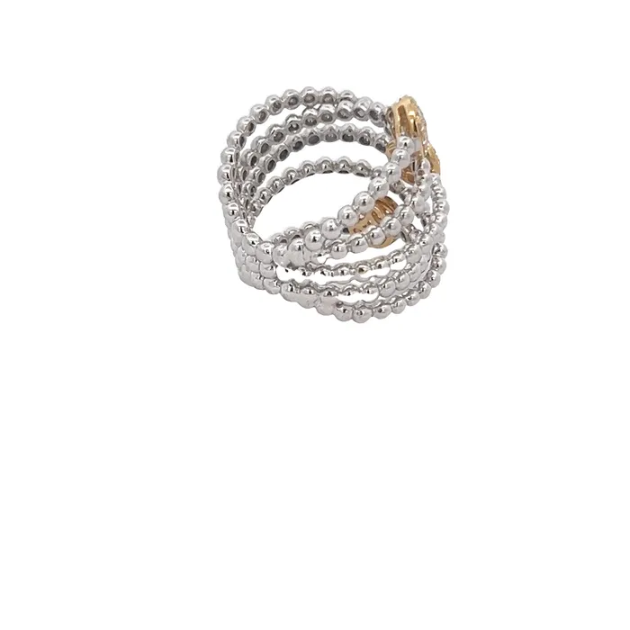 YaninaCo Jewelry Rings White and Yellow Caviar Beaded Ring YaninaCo Jewelry Rings White and Yellow Caviar Beaded Ring